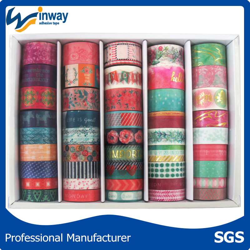 China Factory Colorful Custom Printed Washi Decorative Tape For Boxing Masking