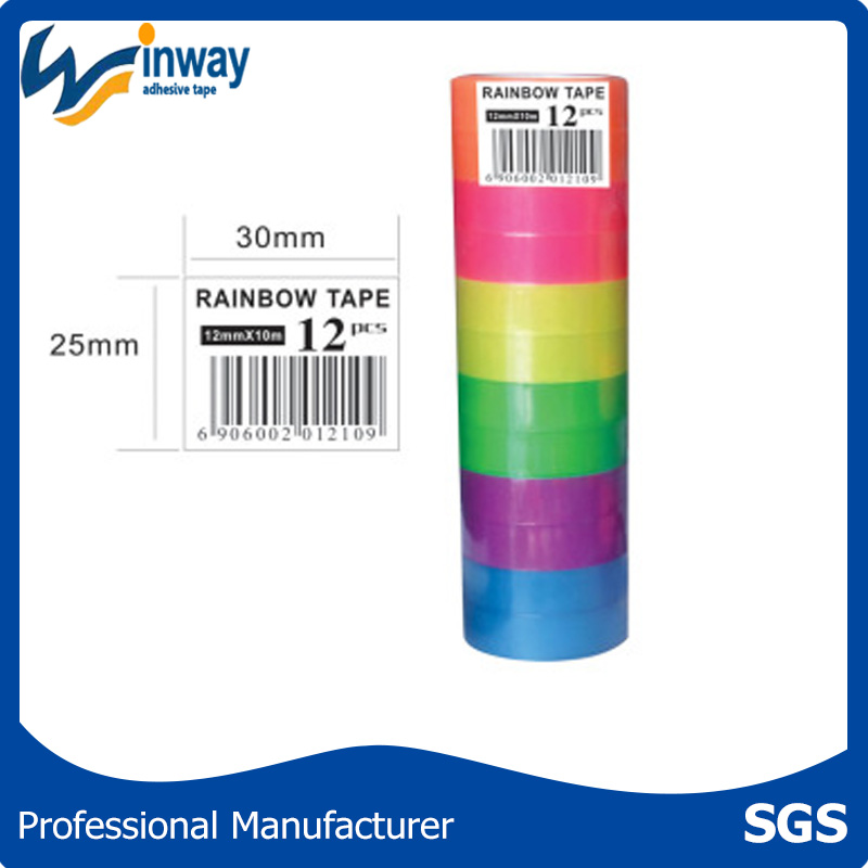 Supply Rainbow BOPP Adhesive Stationery Tape